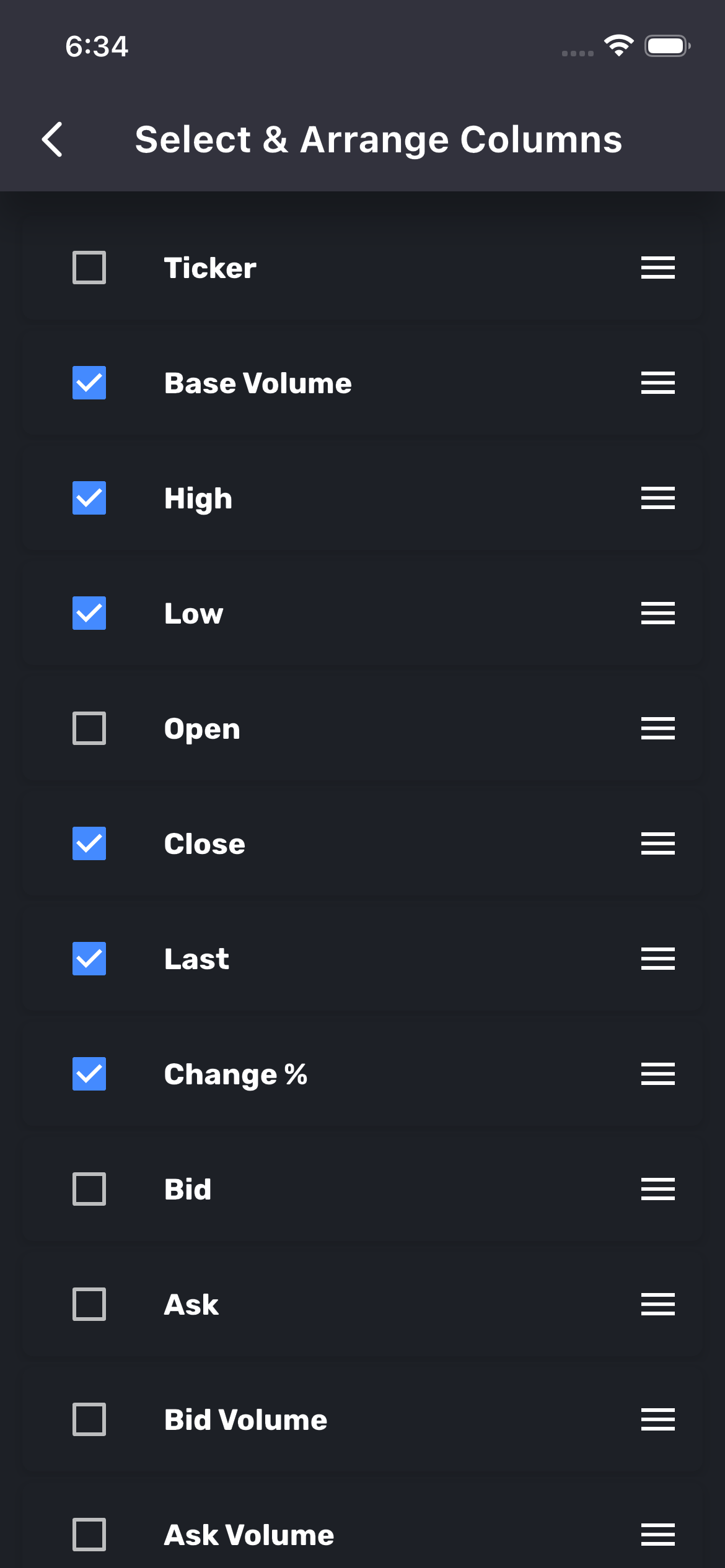 Customize Columns